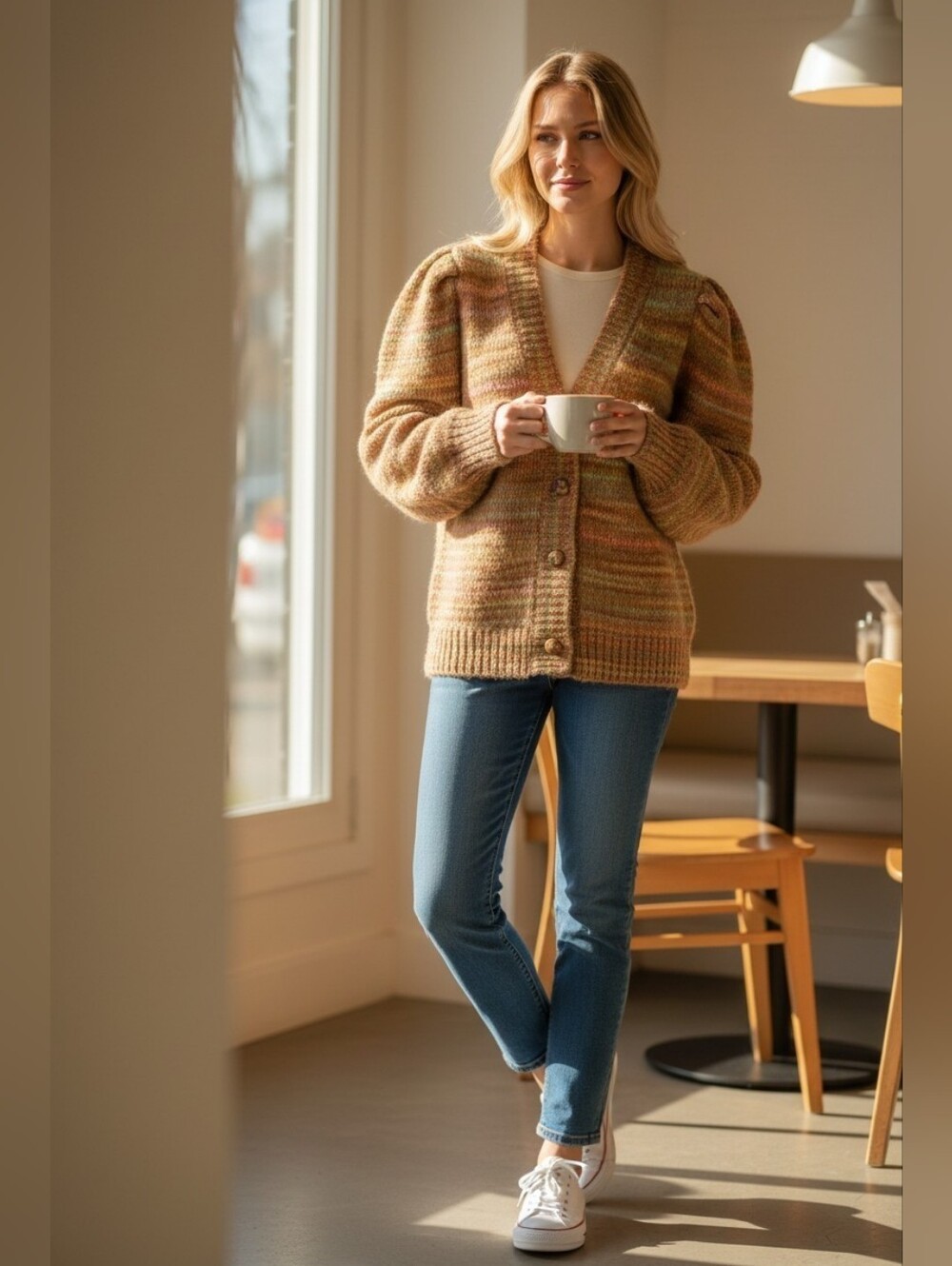 LoveShackFancy Wilford Boyfriend Cardigan Sweater Womens XS in‎ Harvest Oat